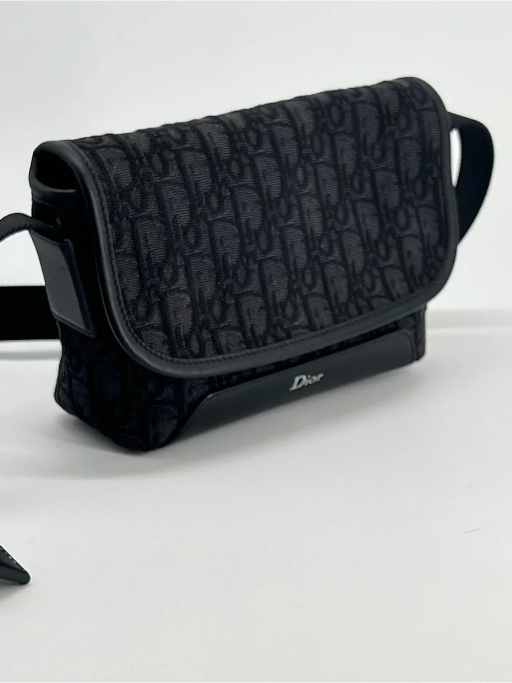 Christian Dior Mini Jett Messenger Bag With Flap Oblique Jacquard And Calfskin